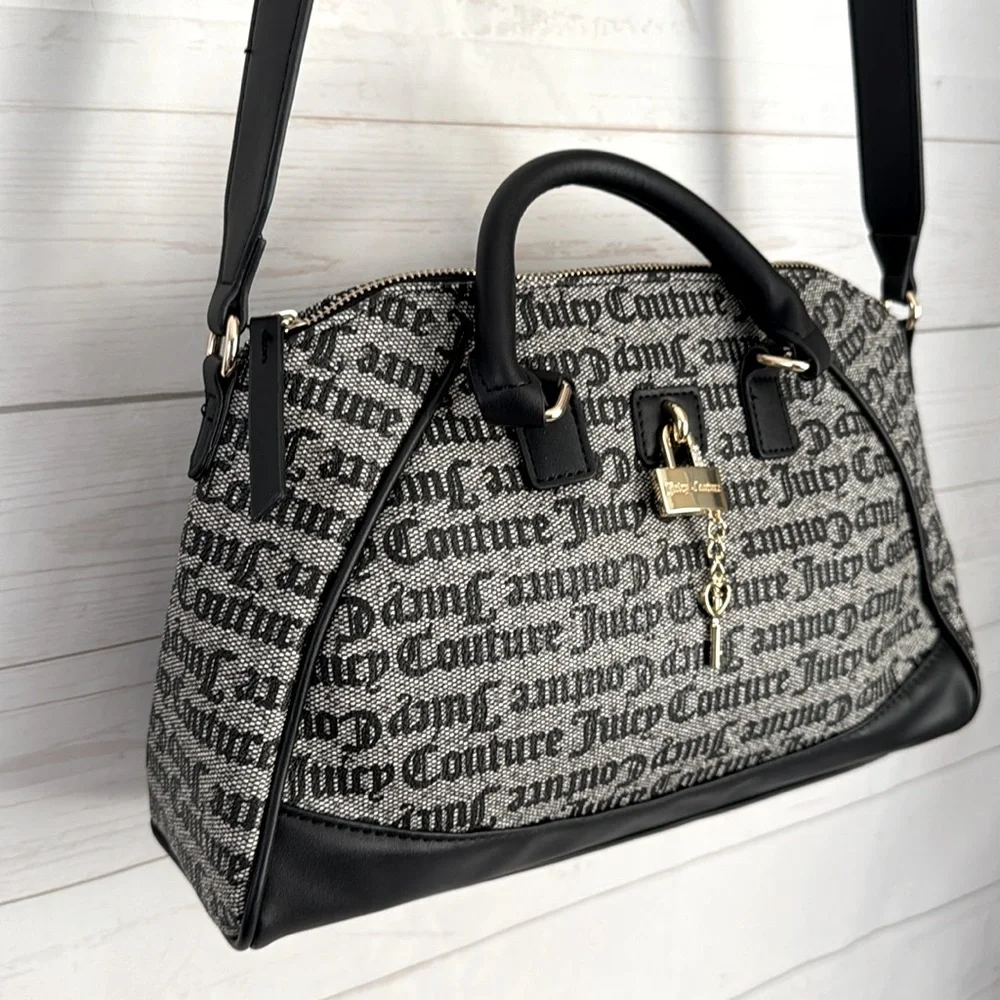 Juicy Couture Black & Gray Eastside Westside Satchel Bag Vegan Leather - Picture 4 of 11